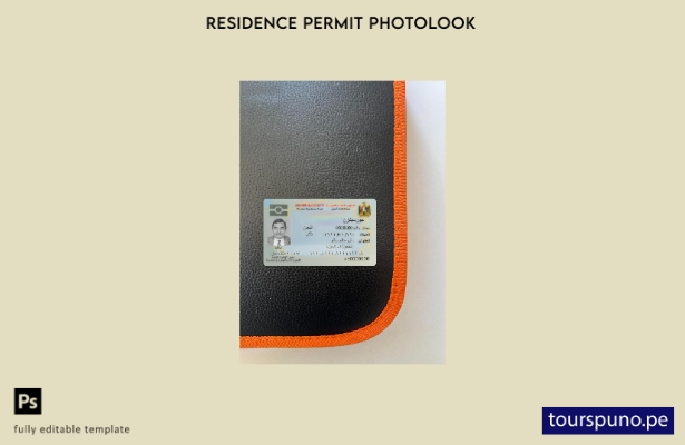 Plantilla frontal de aspecto fotográfico de tarjeta de residencia en Egipto list